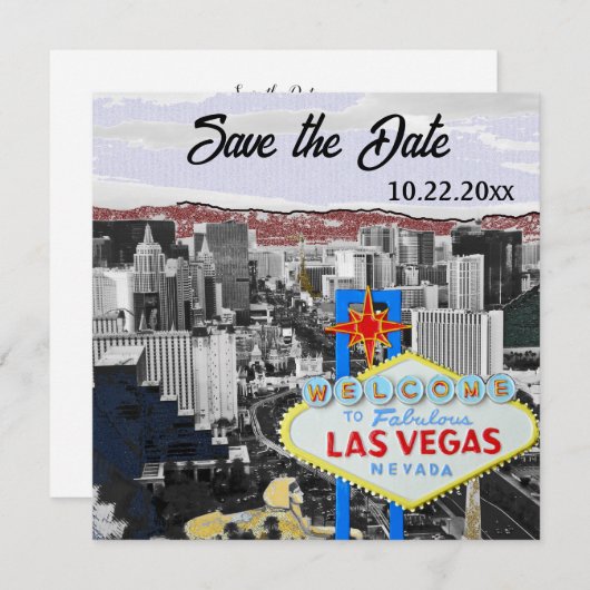 Modern Las Vegas Save the Date (Voorkant / Achterkant)