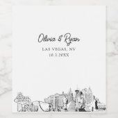 Modern Las Vegas Schets Bruiloft Custom Wijn Label Wijn Etiket (Enkel label)