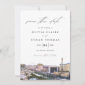 Modern Las Vegas Skyline Destination Wedding Save The Date (Voorkant)