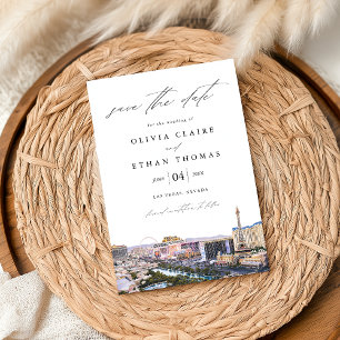 Modern Las Vegas Skyline Destination Wedding Save The Date