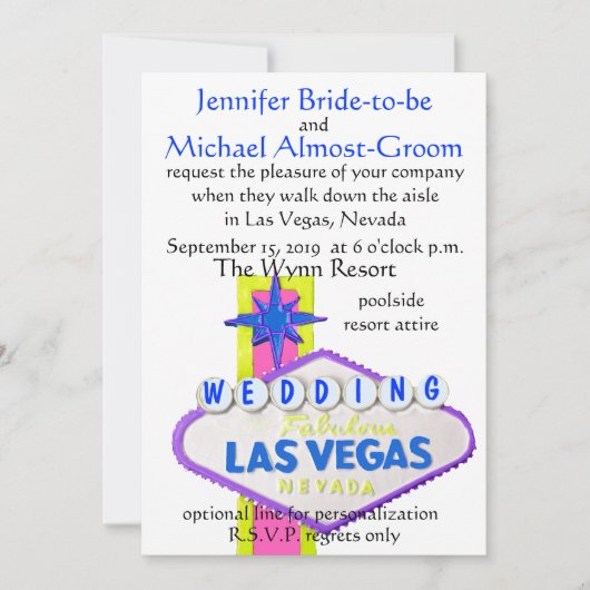 Modern Las Vegas Wedding Kaart (Voorkant)