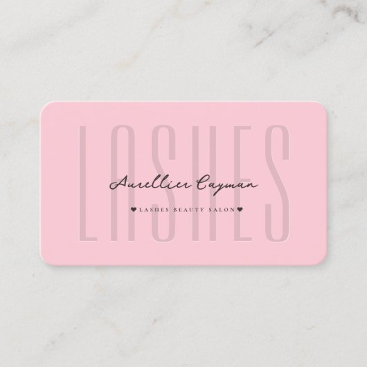 Modern Lash Lashes Beauty Salon Roze Monogram Visitekaartje (Voorkant)