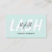 Modern lash stylist aqua blue visitekaartje (Voorkant)