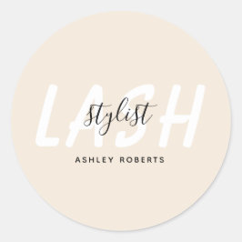 Modern lash stylist beige ronde sticker