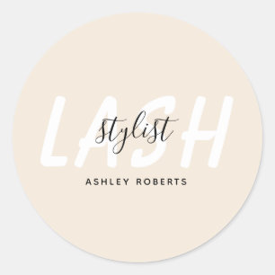 Modern lash stylist beige ronde sticker