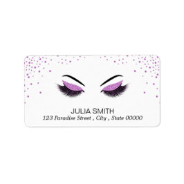 Modern Lashes met Paarse Glitter Make-up Artiest Etiket