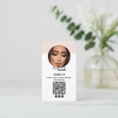 Modern Lashes Qr Code Foto Blush Roze Logo Visitekaartje (Staand voorkant)