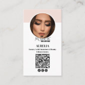 Modern Lashes Qr Code Foto Blush Roze Logo Visitekaartje (Voorkant)
