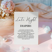 Modern Late Night Luier Baby shower Spel Reclamebord Met Voetstuk