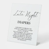 Modern Late Night Luier Baby shower Spel Reclamebord Met Voetstuk (Voorkant)