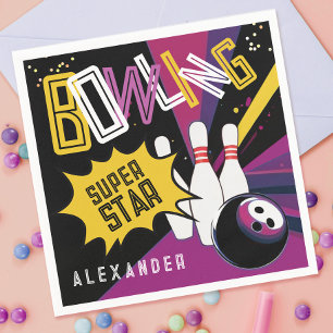 Modern laten we opvallen kleurrijke roze bowling p servet