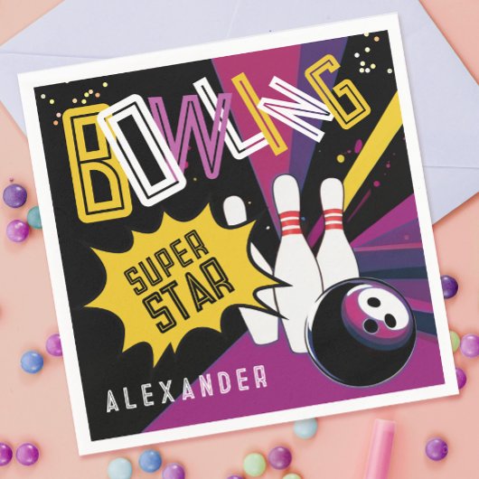 Modern laten we opvallen kleurrijke roze bowling p servet