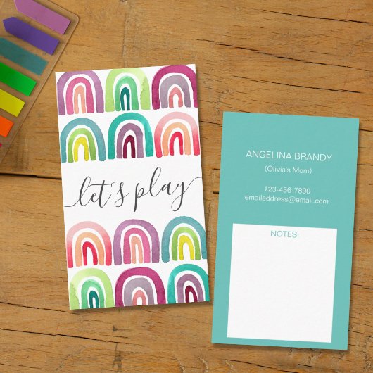Modern Laten we regenboog spelen mama Contactkaartje