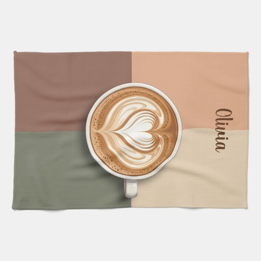 Modern Latte Art Heart  Theedoek (Horizontaal)