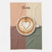 Modern Latte Art Heart  Theedoek (Verticaal)