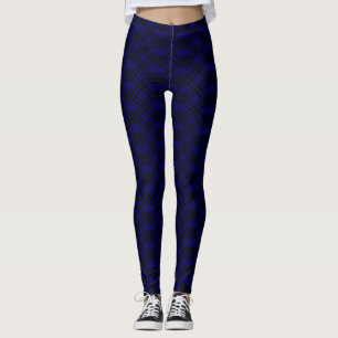 Modern Lattice Geometric Navy Blue & Black Leggings