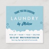 Modern Laundry Service Blue & White Thank You Card Informatiekaartje (Voorkant)