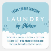 Modern Laundry Service Blue & White Thank You Vierkante Sticker (Voorkant)