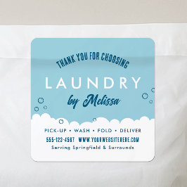 Modern Laundry Service Blue & White Thank You Vierkante Sticker