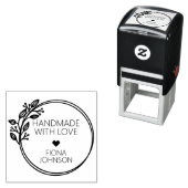 Modern Laurel Circular Handmade with Love Zelfinktende Stempel (In situ)