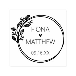 Modern Laurel Circular Wedding Zelfinktende Stempel