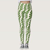 Modern Laurel Leaf Pattern op Ivory Leggings (Voorkant)