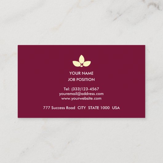 Modern Laurel Leaves over Bourgogne Visitekaartje (Achterkant)