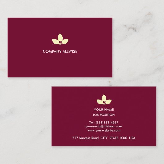 Modern Laurel Leaves over Bourgogne Visitekaartje (Voorkant / Achterkant)