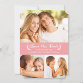 Modern Laurel sparen de Datum Fotokaart/Roze Save The Date (Voorkant)