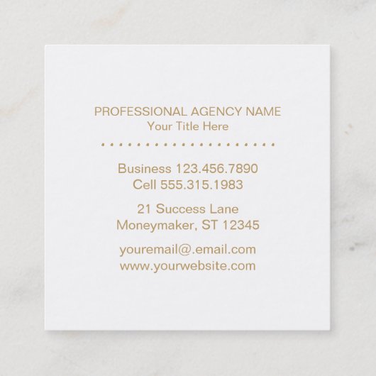 Modern Laurel Wreath Gold Professional Vierkante Visitekaartje (Achterkant)