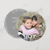 Modern Laurel Wreath Joy-kerstfoto Feestdagenkaart (Voorkant / Achterkant)