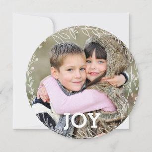 Modern Laurel Wreath Joy-kerstfoto Feestdagenkaart