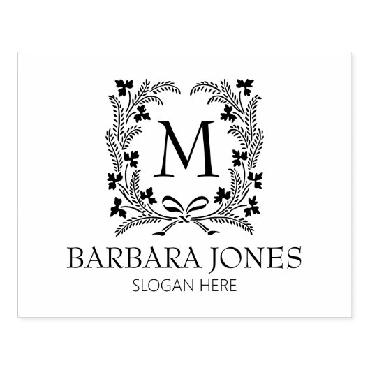 Modern lauriermonogram, klein bedrijf groot rubberstempel (Afrduk)