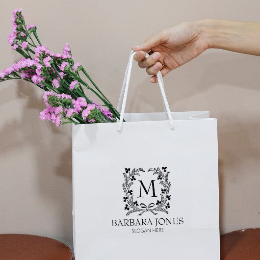 Modern lauriermonogram, klein bedrijf groot rubberstempel