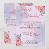 Modern Lavendar Wedding Invitation Card Kaart (Voorkant / Achterkant)