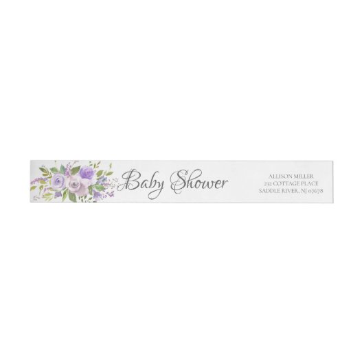 Modern Lavendel Flowers Baby shower label (Individueel)