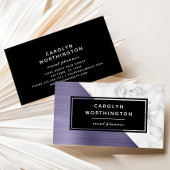 Modern Lavendel Geborsteld Folie Wit Marmer Zwart Visitekaartje