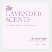 Modern Lavendel kaars productetiket Vierkante Sticker (Voorkant)