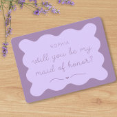 Modern Lavendel Maid of Honor Custom Name Voorstel Notitiekaartje