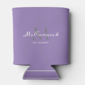 Modern Lavendel Paarse bruiloft Script Monogram Blikjeskoeler (Achterkant)