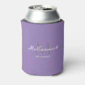 Modern Lavendel Paarse bruiloft Script Monogram Blikjeskoeler (Blikje Achterkant)