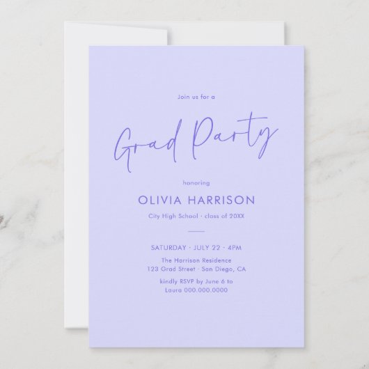 Modern Lavendel Script Arch Photo Afstuderen Kaart (Achterkant)