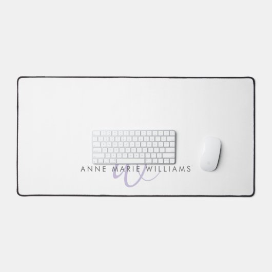Modern Lavendel Script Monogram Bureaumat (Keyboard & Muis)