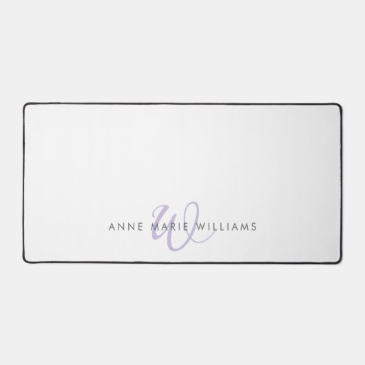 Modern Lavendel Script Monogram Bureaumat (Voorkant)