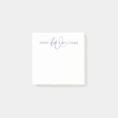 Modern Lavendel Script Monogram Post-it® Notes (Voorkant)