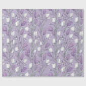 Modern Lavendel Tulp Wit Bloemmotief Cadeaupapier (Vlak)