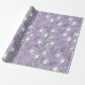 Modern Lavendel Tulp Wit Bloemmotief Cadeaupapier (Uitgerold)