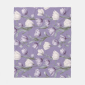 Modern Lavendel Tulp Wit Bloemmotief Fleece Deken (Voorkant)