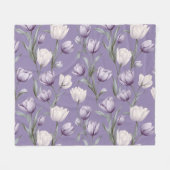 Modern Lavendel Tulp Wit Bloemmotief Fleece Deken (Voorkant (Horizontaal))