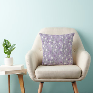 Modern Lavendel Tulp Wit Bloemmotief Kussen